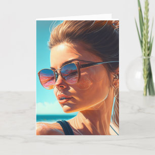 Have a Great Summer   Beautiful Woman at Beach Card