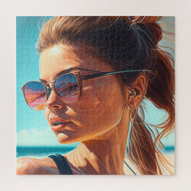 Have a Great Summer | Beautiful Woman at Beach Jigsaw Puzzle (Vertical)