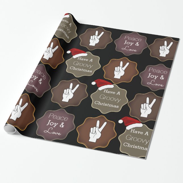 "Have A Groovy Christmas" Wrapping Paper (Unrolled)