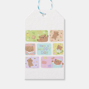 Have A Happy Day: Cute Teddy Bear Illustration Gift Tags