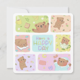 Have A Happy Day: Cute Teddy Bear Illustration Holiday Card