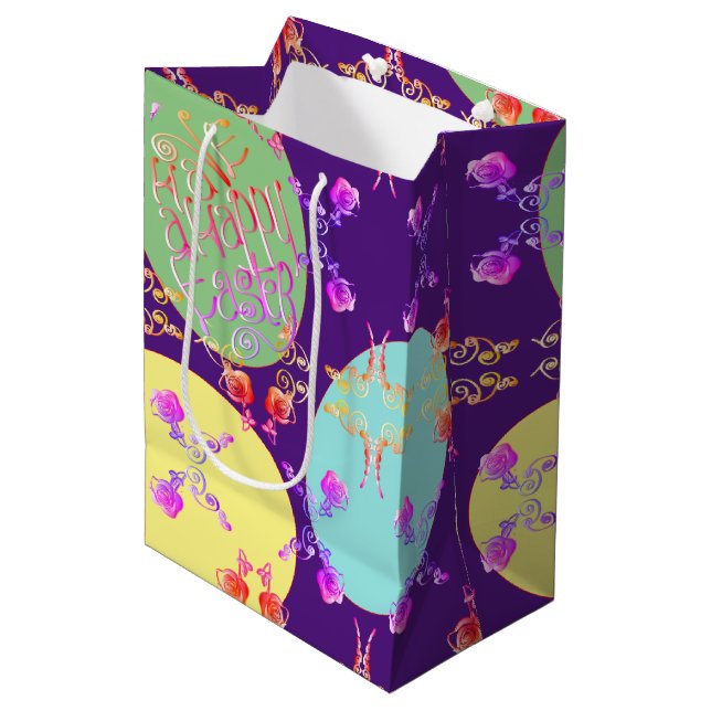 "Have a Happy Easter" Easter Eggs Medium Gift Bag (Front Angled)