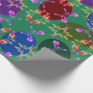 "Have a Happy Easter" Easter Eggs Rose Pattern Wrapping Paper