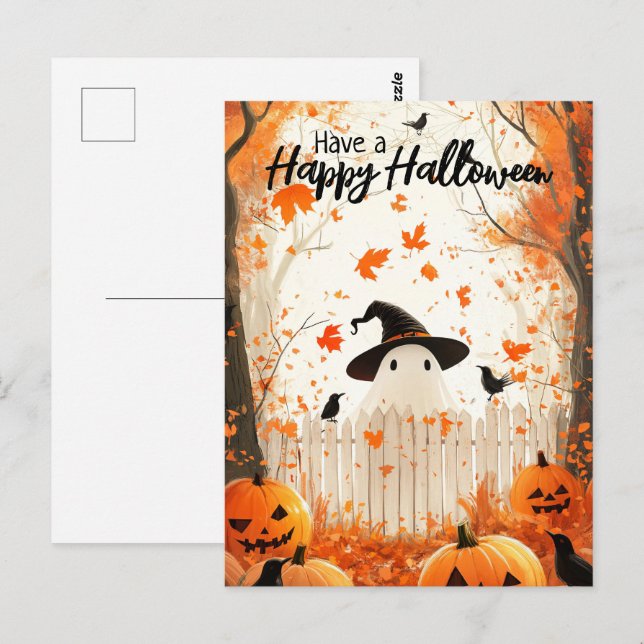 Have a Happy Halloween Cute Ghost Postcard (Front/Back)