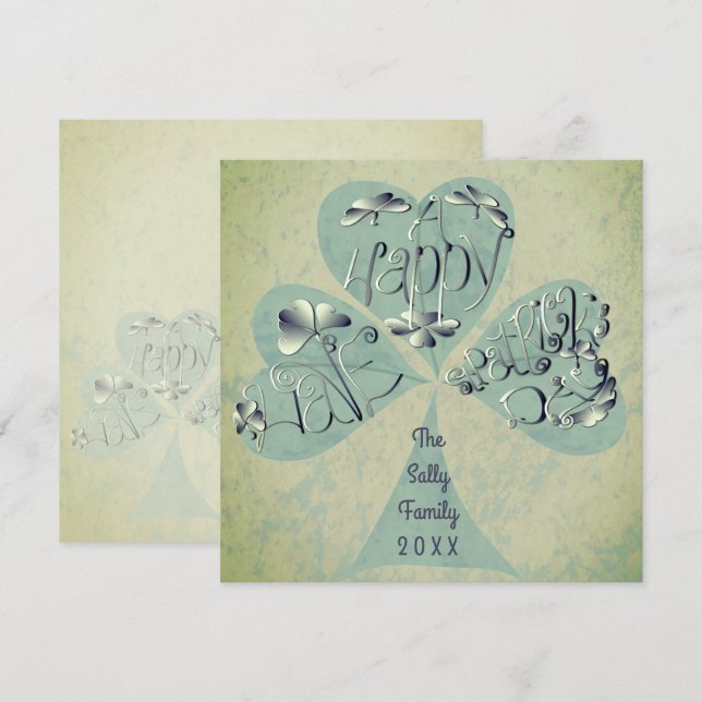 "Have a Happy St. Patrick's Day" Hand-written Than Thank You Card (Front/Back)