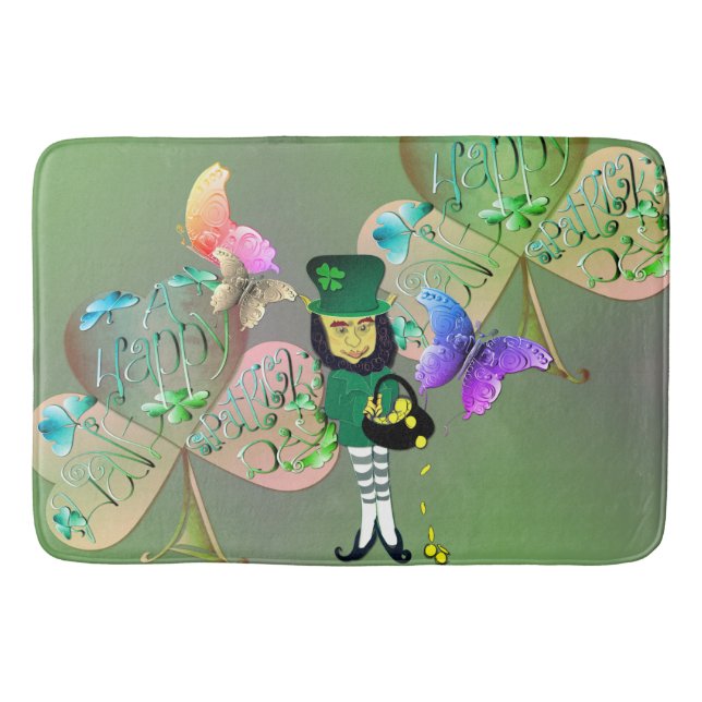 "Have a Happy St. Patrick's Day!" Leprechaun   Bath Mat (Front)