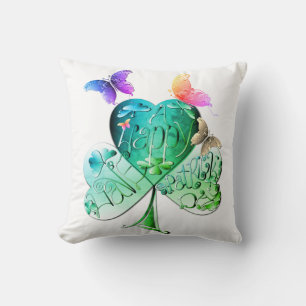 "Have a Happy St. Patrick's Day" Recoleta Shamrock Cushion