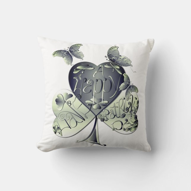 "Have a Happy St. Patrick's Day" Recoleta Shamrock Cushion (Front)