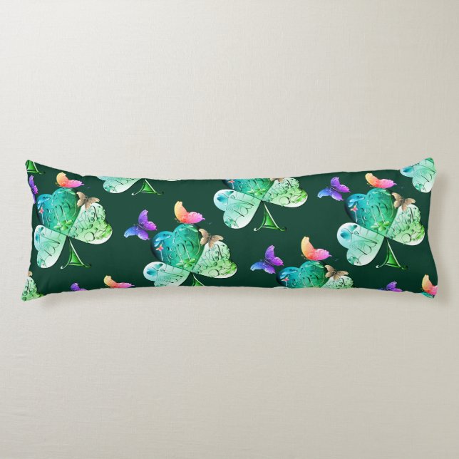 "Have a Happy St. Patrick's Day" Shamrock  Sherpa  Body Cushion (Front)