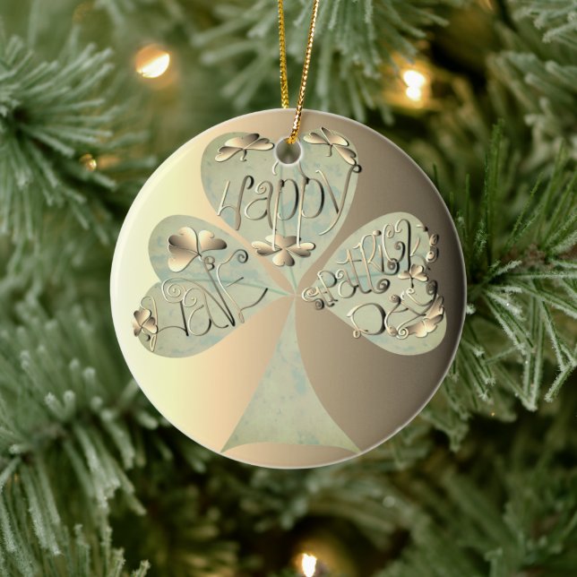 "Have a Happy St. Patrick's" Hand Written    Ceramic Ornament (Tree)