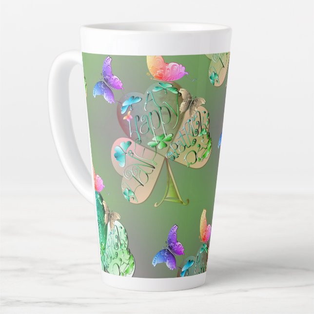"Have a Happy St. Patrick's" Shamrocks    Latte Mug (Left Angle)