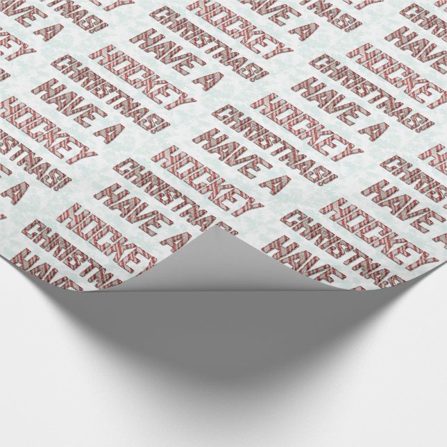 Have A Hockey Christmas Candy Cane Wrapping Paper (Corner)