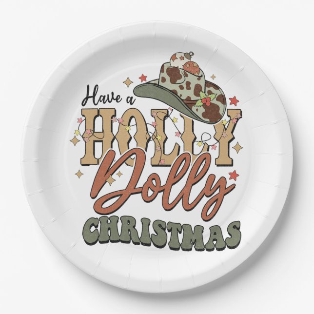 Have A Holly Dolly Christmas Paper Plate (Front)