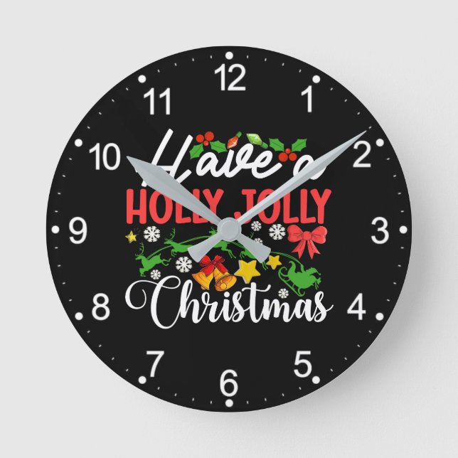 Have A Holly Jolly Christmas-86096 Round Clock (Front)