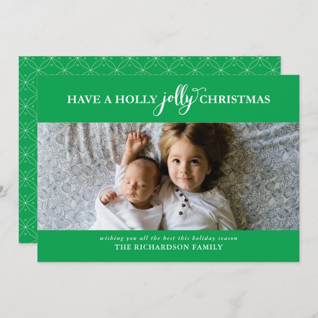 HAVE A HOLLY JOLLY CHRISTMAS FLAT PHOTO HOLIDAY CARD (Front/Back)