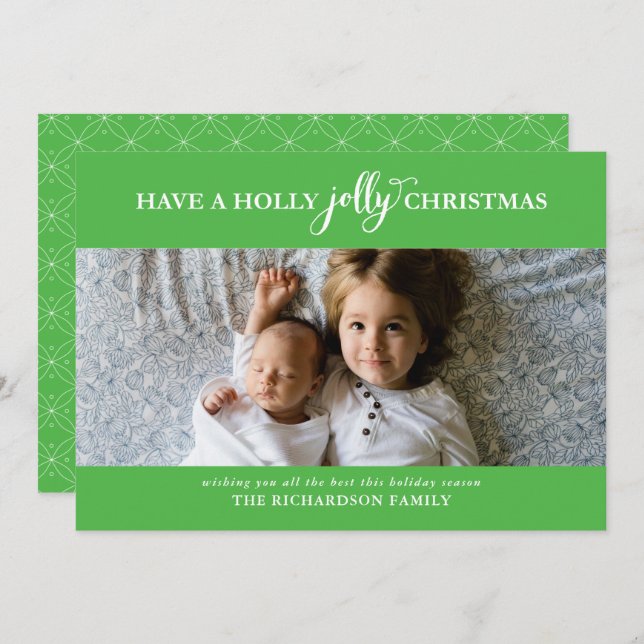 HAVE A HOLLY JOLLY CHRISTMAS FLAT PHOTO HOLIDAY CARD (Front/Back)