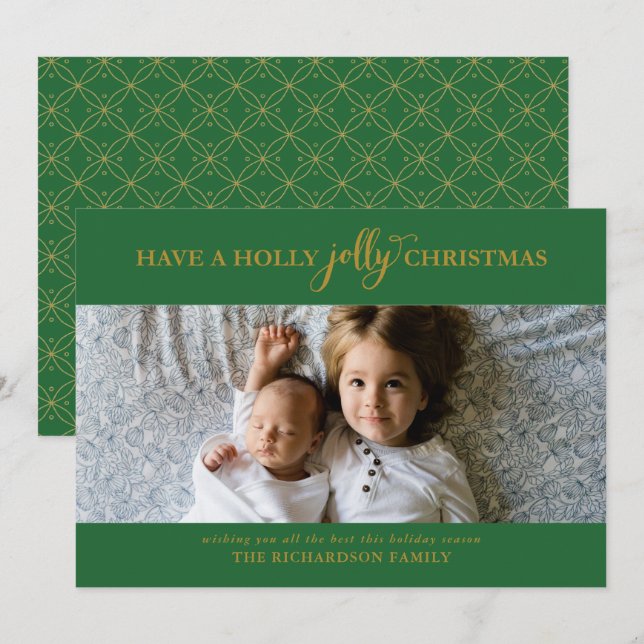 HAVE A HOLLY JOLLY CHRISTMAS FLAT PHOTO HOLIDAY CARD (Front/Back)