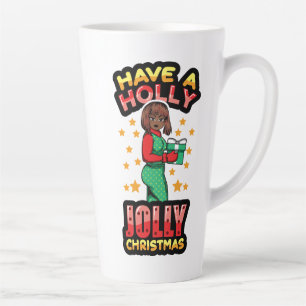 Have A Holly Jolly Christmas Pajama Melanin X-mas Latte Mug