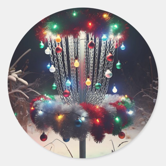 Have a Holly Jolly Disc-mas! Christmas Humour Classic Round Sticker (Front)