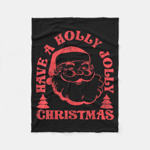 Have A Holly Xmas Jolly Santa Claus Christmas Paja Fleece Blanket