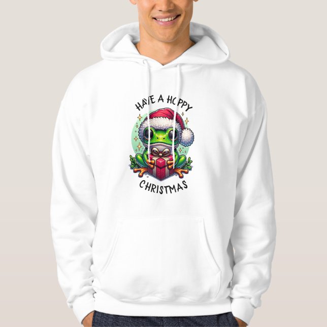 Have a Hoppy Christmas | Frog Pun Hoodie (Front)