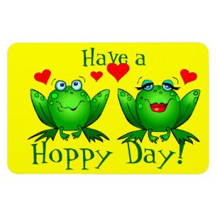 Have a Hoppy Day Cute Cartoon Frogs Magnet
