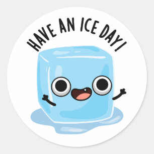 Have A Ice Day Funny Ice Cube Pun  Classic Round Sticker