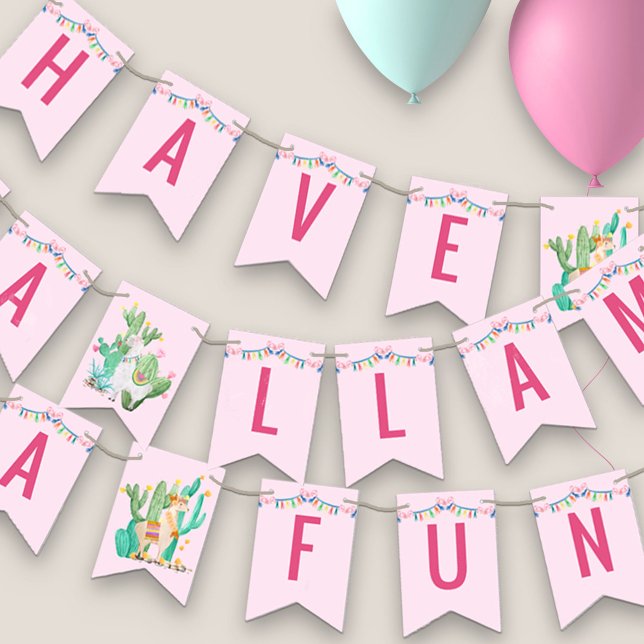 Have a Llama Fun - Pink Llama Party Bunting (Creator Uploaded)
