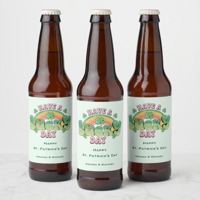 Have a Lucky Day Retro St. Patrick's Day Beer Bottle Label (Bottles)