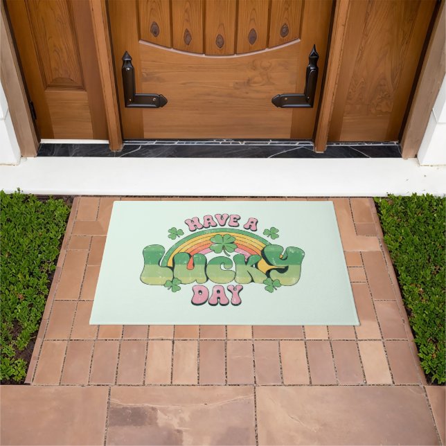Have a Lucky Day Retro Typography Doormat (Outdoor)