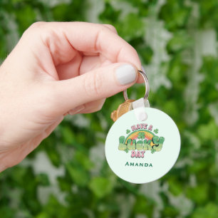 Have a Lucky Day Retro Typography Key Ring