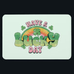 Have a Lucky Day Retro Typography Magnet<br><div class="desc">Flexible Magnet with a St. Patrick's Day themed image. A retro grunge style design which says: Have a lucky day. With a colourful rainbow behind. Words written in a fat rounded retro style vibe. Pink and green colours.</div>