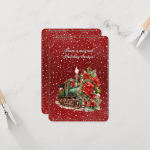 Have A Magical Christmas Train Engine Flowers Card