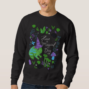 Have A Magical Day Cute Esoteric Frog Animal Art Sweatshirt