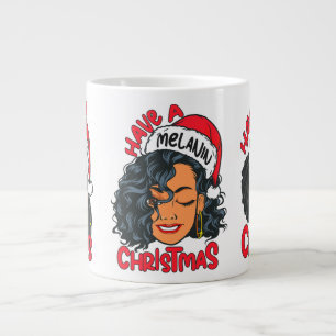 Have A Melanin Christmas Black Girl Magic Queen Large Coffee Mug