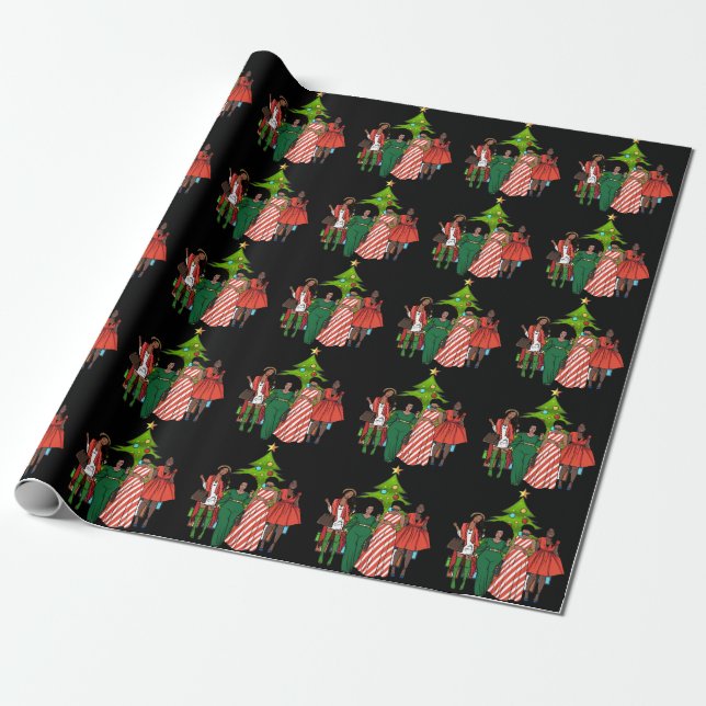 Have A Melanin Christmas Black Girl Magic Xmas Fun Wrapping Paper (Unrolled)