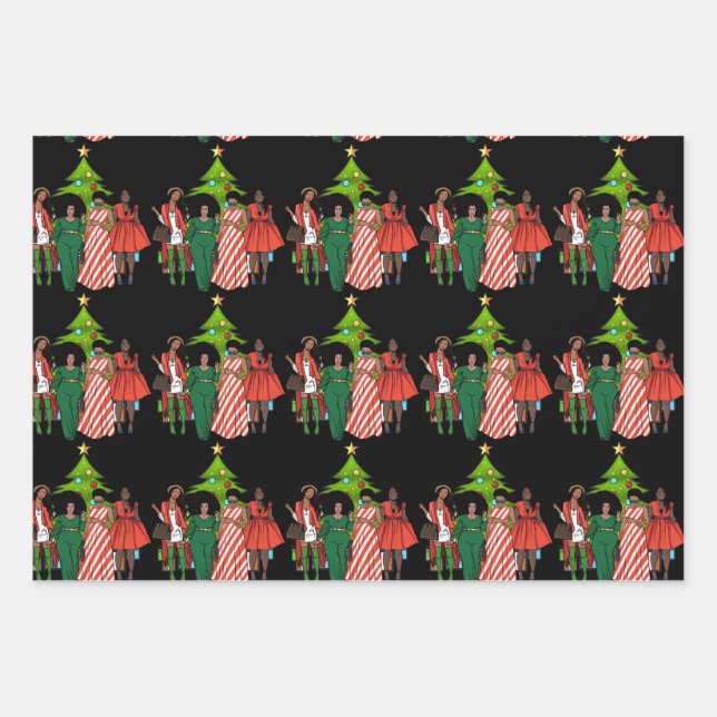 Have A Melanin Christmas Black Girl Magic Xmas Fun Wrapping Paper Sheet (Front)