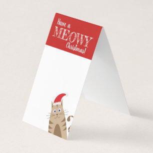 Have a meowy christmas santa cartoon funny cat