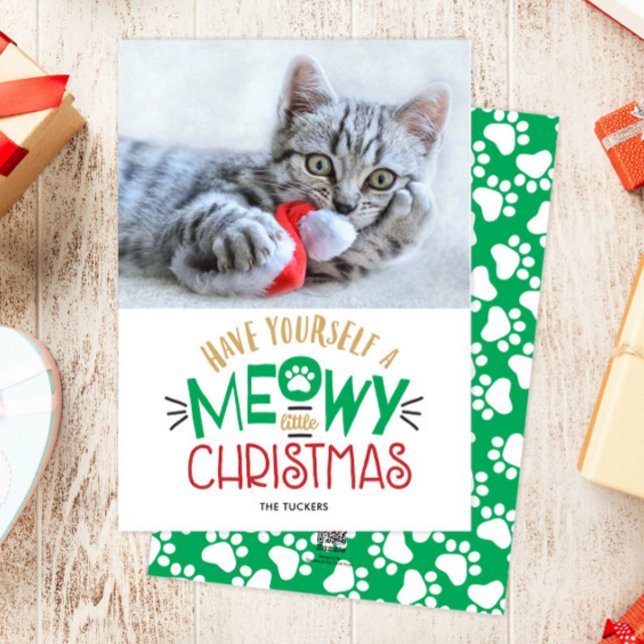 Have a Meowy Little Christmas Pet Cat Photo Holiday Card (Creator Uploaded)
