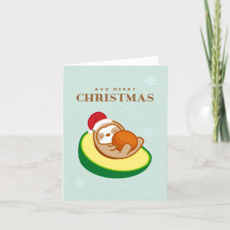 Have a Merry Christmas Avocado Sloth  Holiday Card