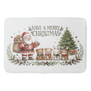 Have A Merry Christmas Santa Bath Mat - Watercolor