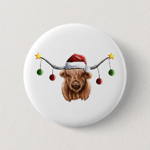Have a Merry Hielan Coo Christmas 6 Cm Round Badge