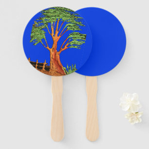 Have a Nice Day African  ECO Blue Sky Acacia Tree  Hand Fan