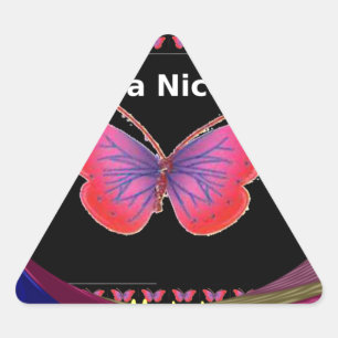 Have a Nice Day and a better night butterfly. art Triangle Sticker