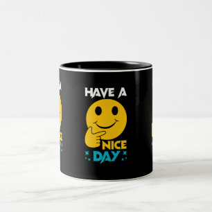 Have A Nice Day Emoji Two-Tone Coffee Mug