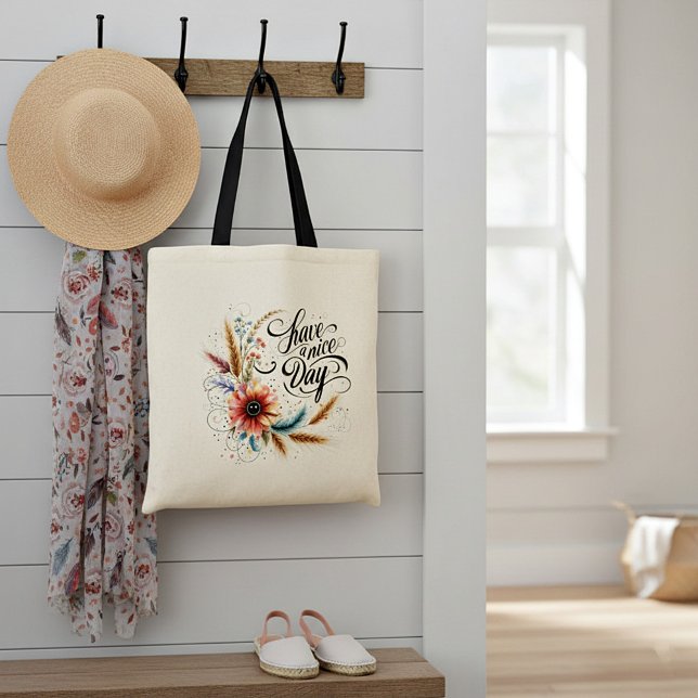 Have a Nice day floral Tote Bag (Creator Uploaded)