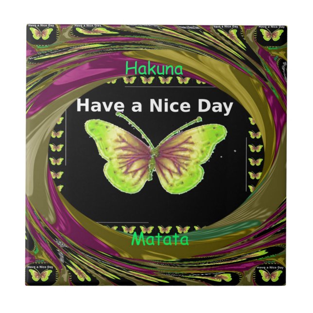 Have a Nice Day: Lovely infinity butterflies art  Ceramic Tile (Front)