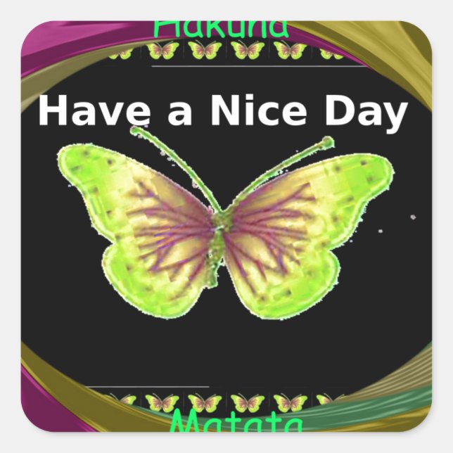 Have a Nice Day: Lovely infinity butterflies art  Square Sticker (Front)