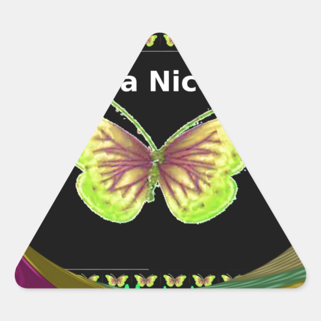 Have a Nice Day: Lovely infinity butterflies art  Triangle Sticker (Front)