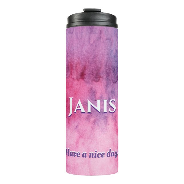 Have A Nice Day Purple Pink Pastel Design Thermal Tumbler (Front)